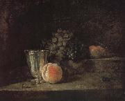 Silver peach red wine grapes and apple, Jean Baptiste Simeon Chardin